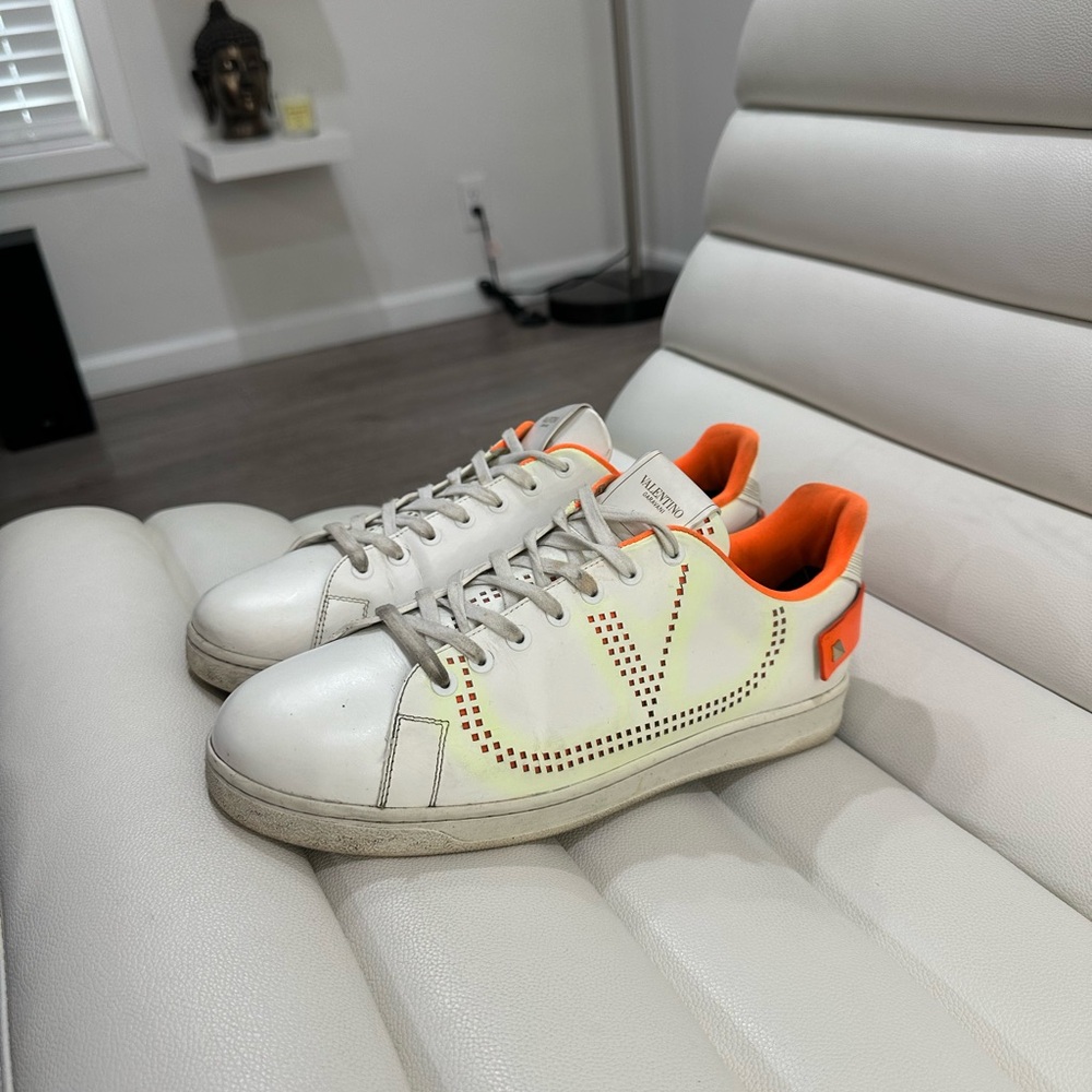 Valentino White and Orange Sneakers